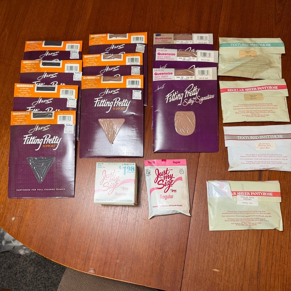 Hanes Leggs Avon Vintage Pantyhose Lot 15 Pairs Queensize Plus Size NIP NIB